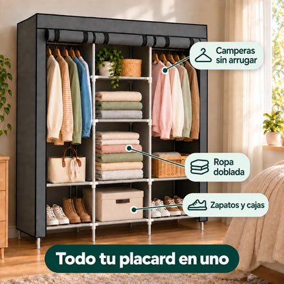 Armario Ropero Placard Portátil · Tela Plegable con Estantes