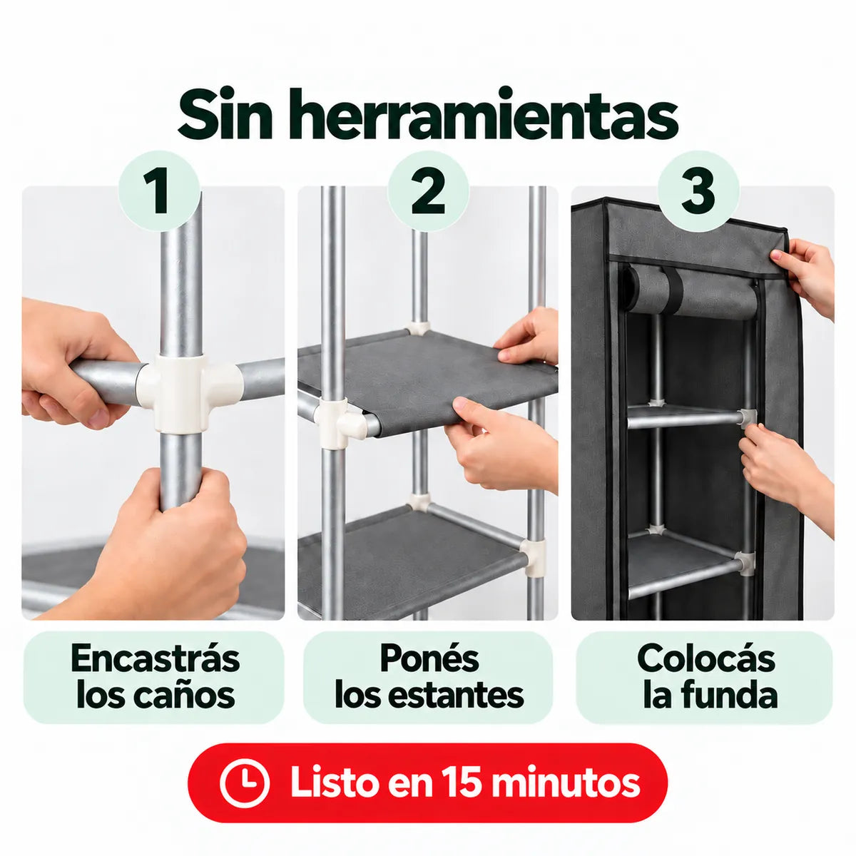 Armario Ropero Placard Portátil · Tela Plegable con Estantes