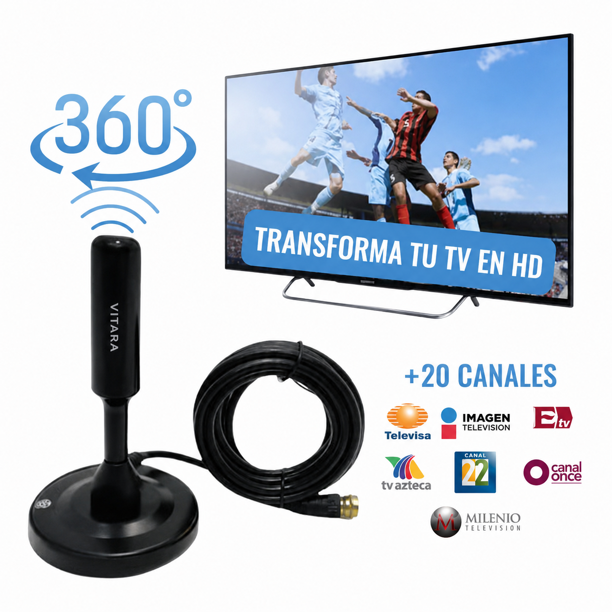 Antena Digital HDMax +20 Canales en HD Gratis