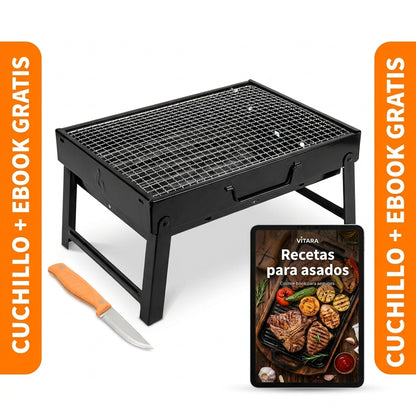 Parrilla Portátil Vitara Grill Master + Cuchillo de Chef de Regalo + Ebook con 50 Recetas para Parrillada GRATIS